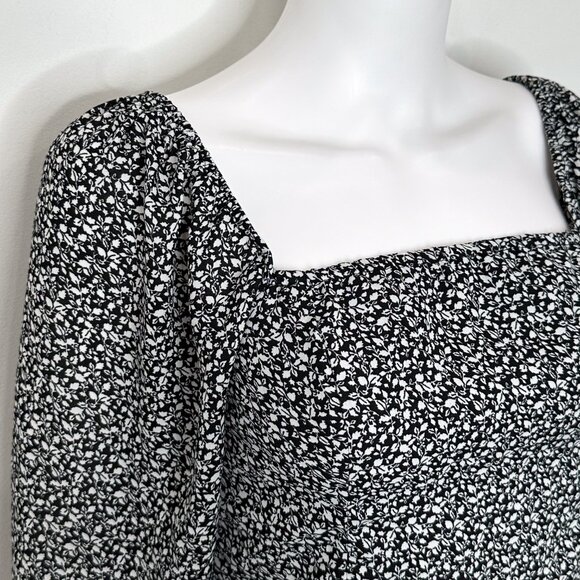 Abercrombie & Fitch Square Neck Balloon Puff Long Sleeve Top Ditsy Floral Print - Picture 6 of 16